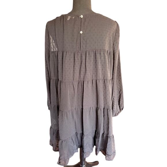 Jodifl Black Swiss Dot Long Sleeve Tiered Whimsygoth Babydoll Dress Large - Picture 4 of 6